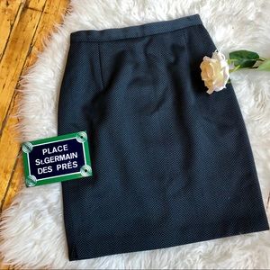 Vintage Cacharel grey black wool herringbone pencil skirt